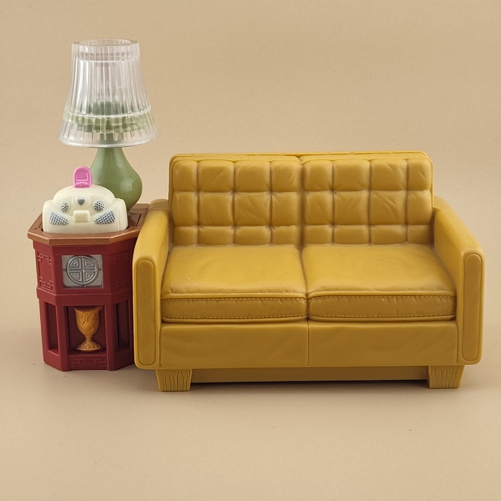 Fisher Price Loving Family Couch Sofa Side Table Radio Dollhouse Light Sound Ok!